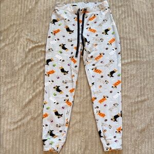 Women’s White Halloween Dog Print Pajama Pants